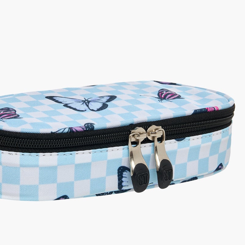St.Right Pencil Case-Chessboard-&-Butterflies-1 Cmprt-Girls (Polyester) Blue \ 23X10X5 - Image 3